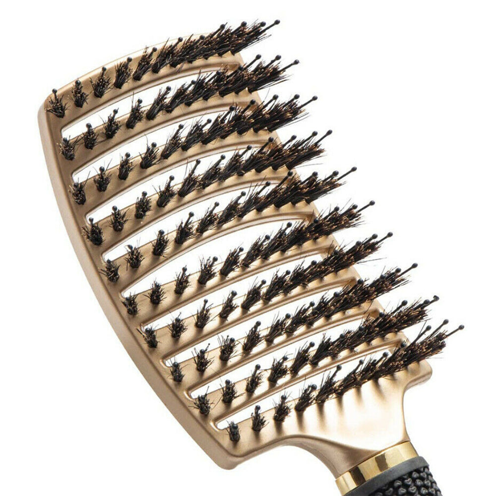 Detangle Nylon Boar Bristle Brush Head Scalp Massage Comb For Fine Hair