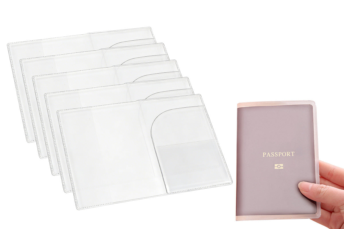 5 Pack Clear Passport Cover Protector Case with Card Slots