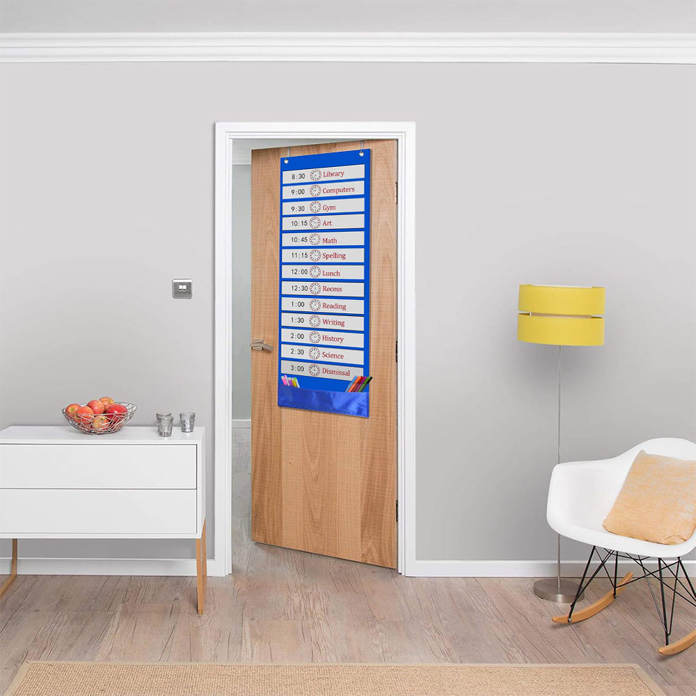 90x33cm Wall Time Management Card Organizer with 14 Dry Erase Cards