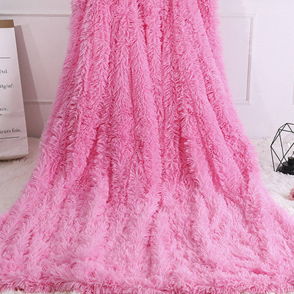 Solid Double-Sided Fuzzy Shaggy Blanket