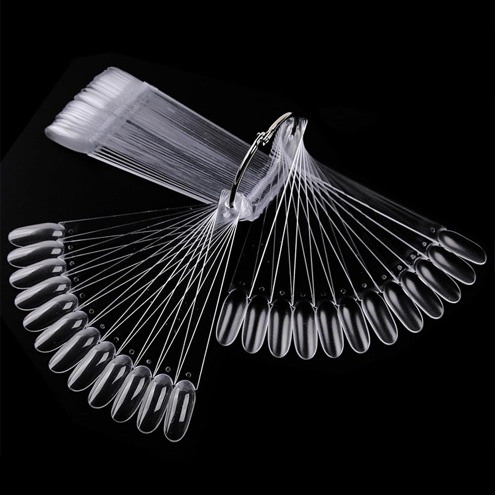 100 PCS Clear Nail Swatch Sticks with Ring Nail Art Swatch Set for Polish Display