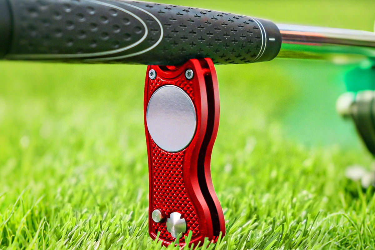 2PCS Golf Divot Repair Tool Putt Alignment Ball Marker Pop-up Fork Tine