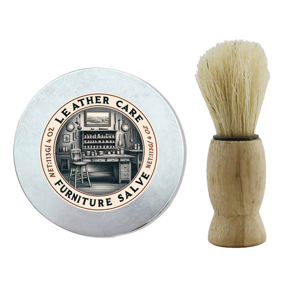 Furniture Salve and Brush Bundle for Leather Care Moisturizing Repair and Restoration