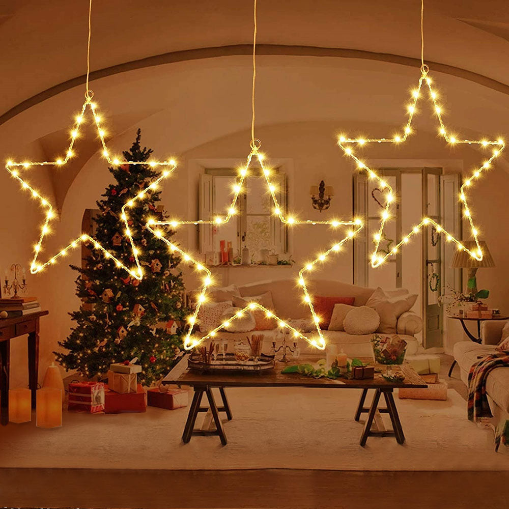 3Pcs 30CM Christmas LED Star Decoration Lights Battery Operated Christmas Decoration