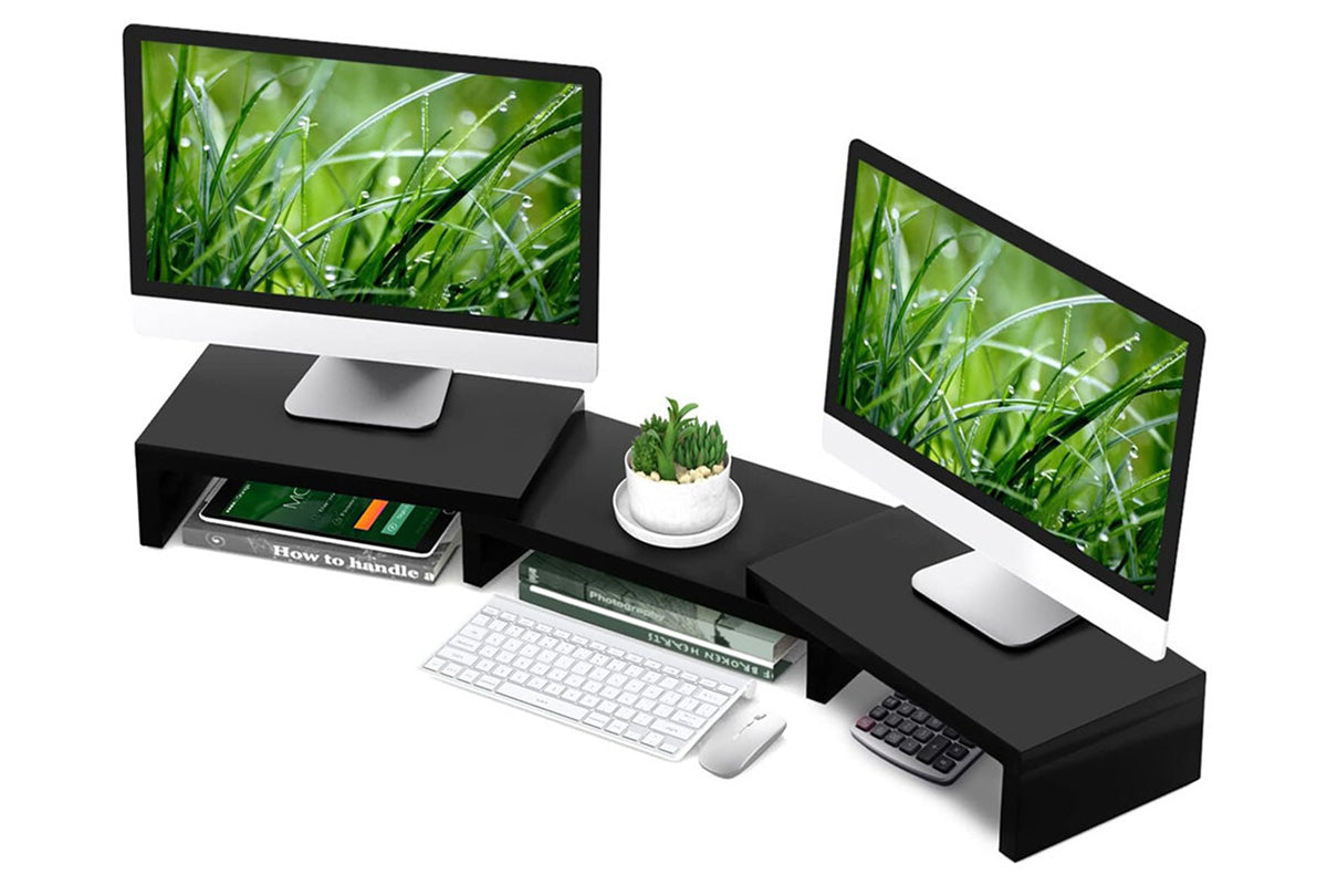 Dual Monitor Stand Riser Adjustable Computer Monitor Stand for Books iMac Laptop