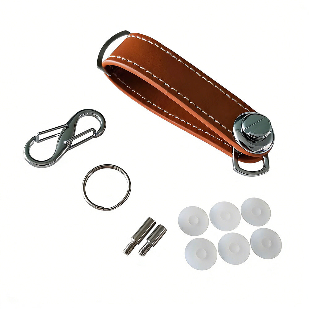 Leather Smart Key Holder Folding Key Organizer Clip Compact Keychain