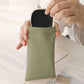 2Pcs Squeeze Portable Leather Glasses Storage Bags-Green and Pink