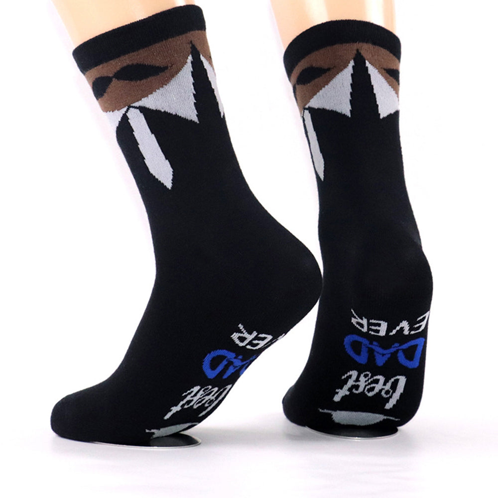 2Pairs Father's Day Funny Socks for Dad-Grey and Black