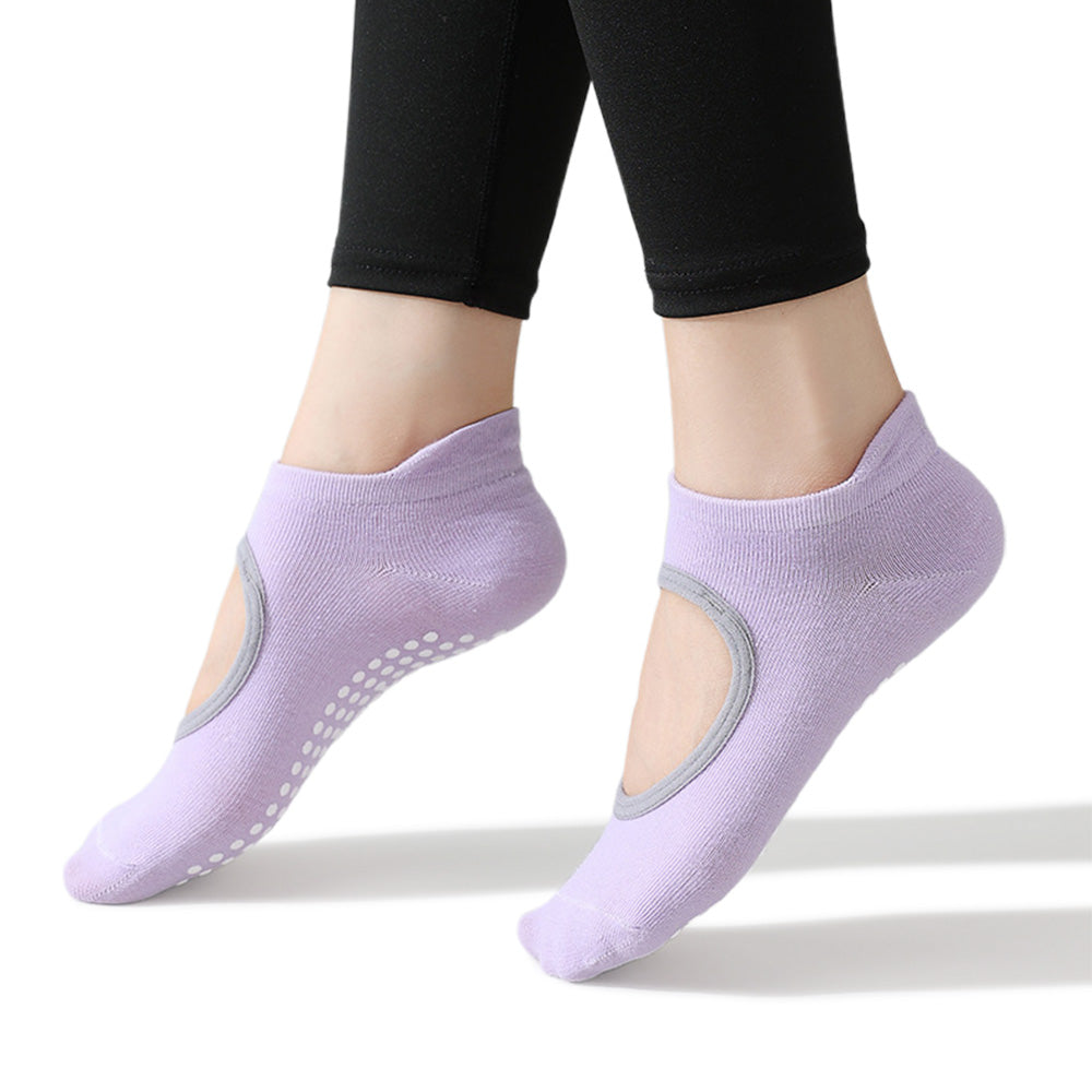 4 Pairs Non Slip Pilates Socks for Women with Yoga Socks with Arch Support