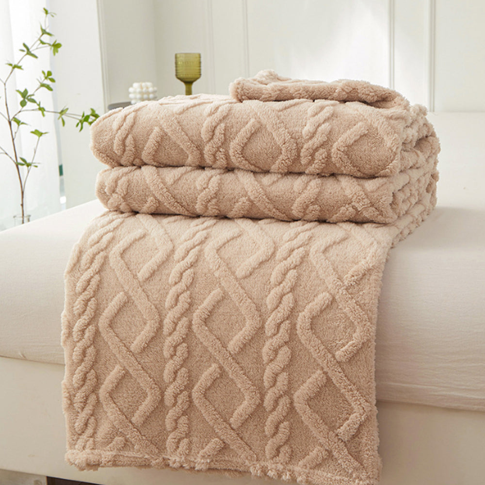 2Pcs Soft Warm Reversible Faux Long Plush Blanket