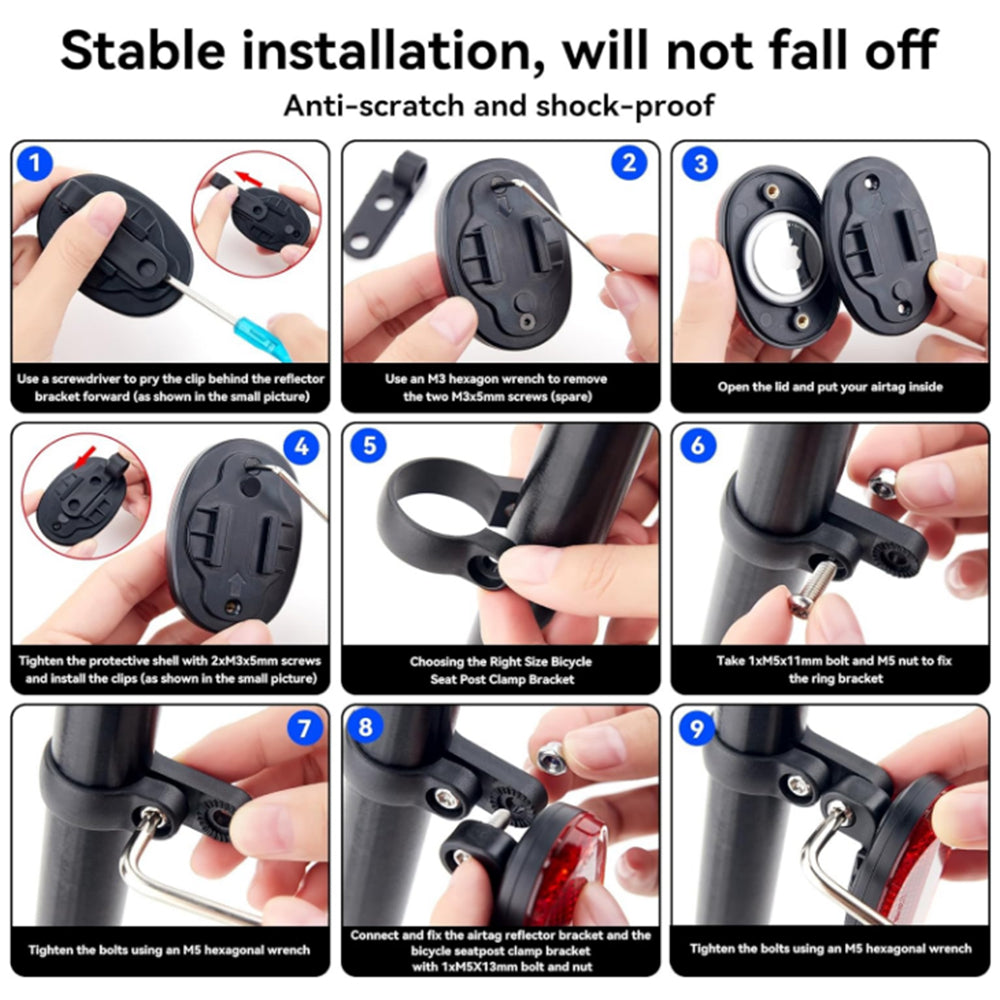 2Pcs Airtag Bicycle Mount Hidden Bike Reflector Taillight Mount For Airtag Positioning System Tracker