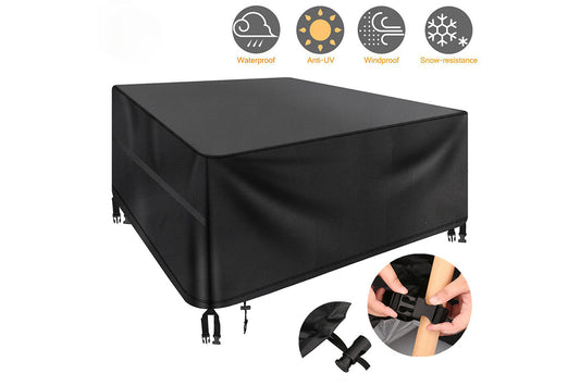 Waterproof Anti-UV Outdoor Furniture Dust Cover with Drawstring and Buckles