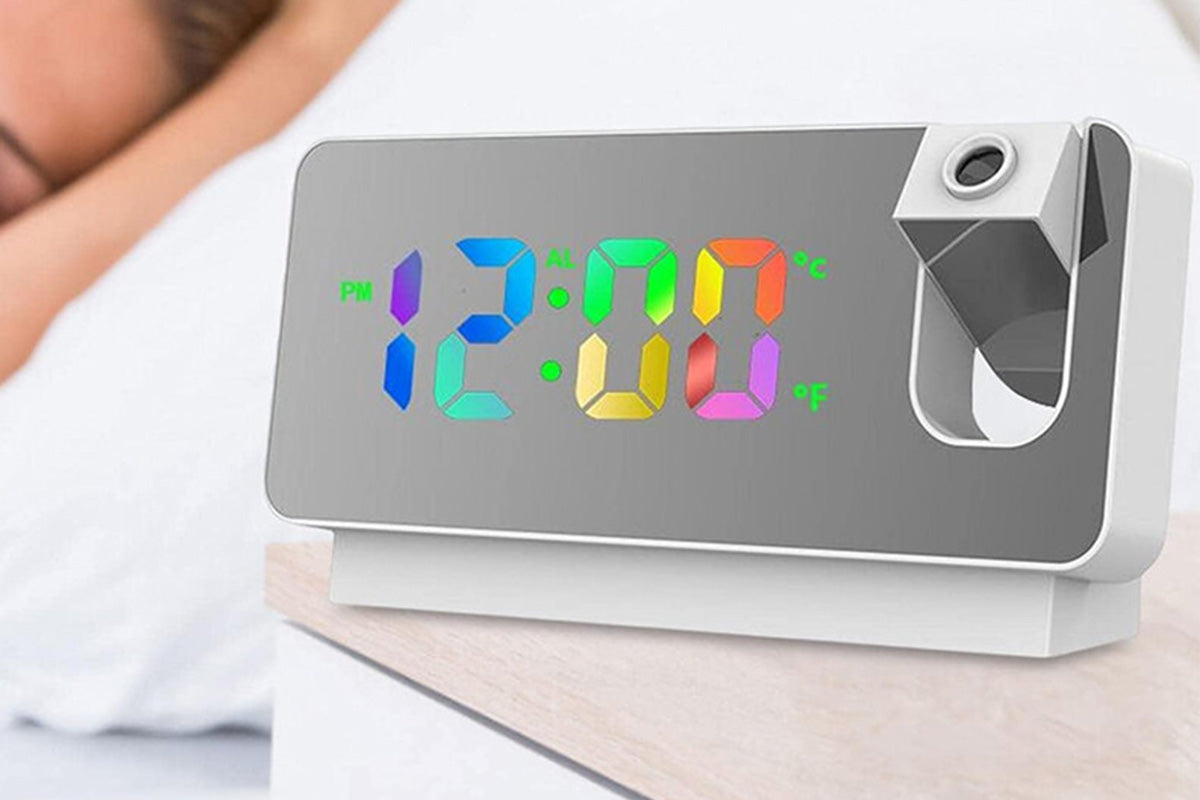 LED Digital Smart Alarm Clock with Projection Temperature Time LCD Display