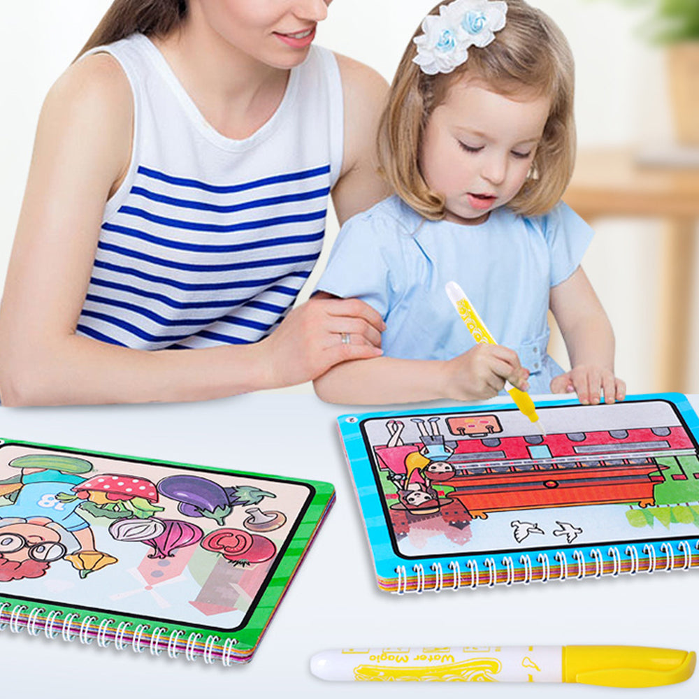 Magic Water Drawing Doodle Coloring Book with Pen