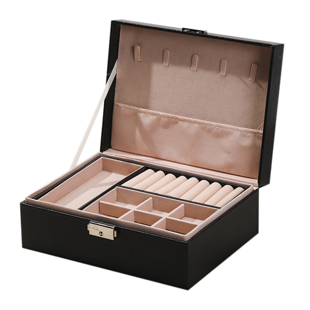 Jewellery Organiser Case Box Holder Storage Earring Ring Display with Lock and Key