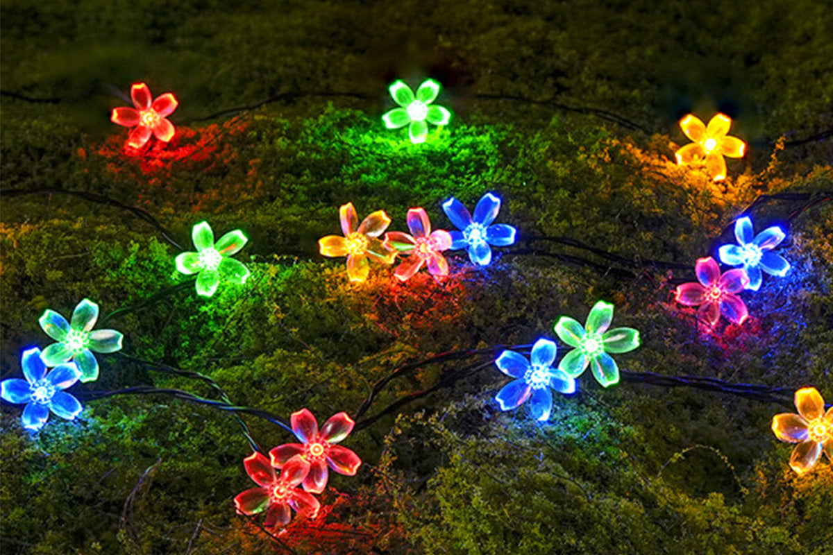 Outdoor Solar String Flower Lights Fairy Lights for Garden and Christmas Decoration