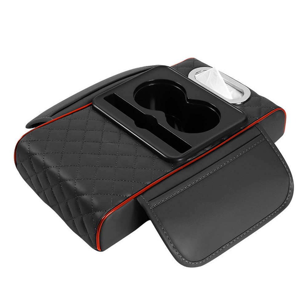 Car Armrest Cushion Organizer with Cup Holder Multi Functional Center Console Booster Pad