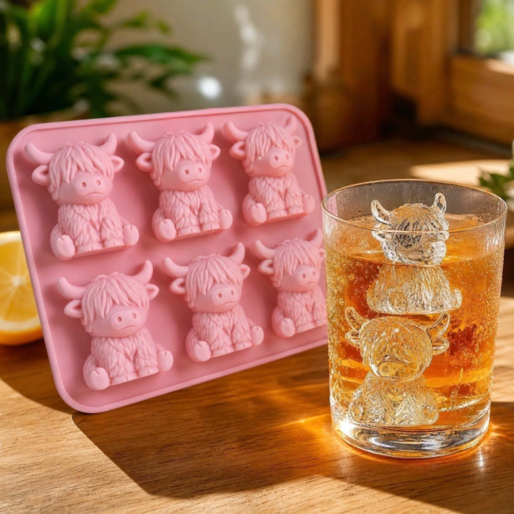 2 Pack 6 Cavity Silicone Highland Cow Ice Cube Molds