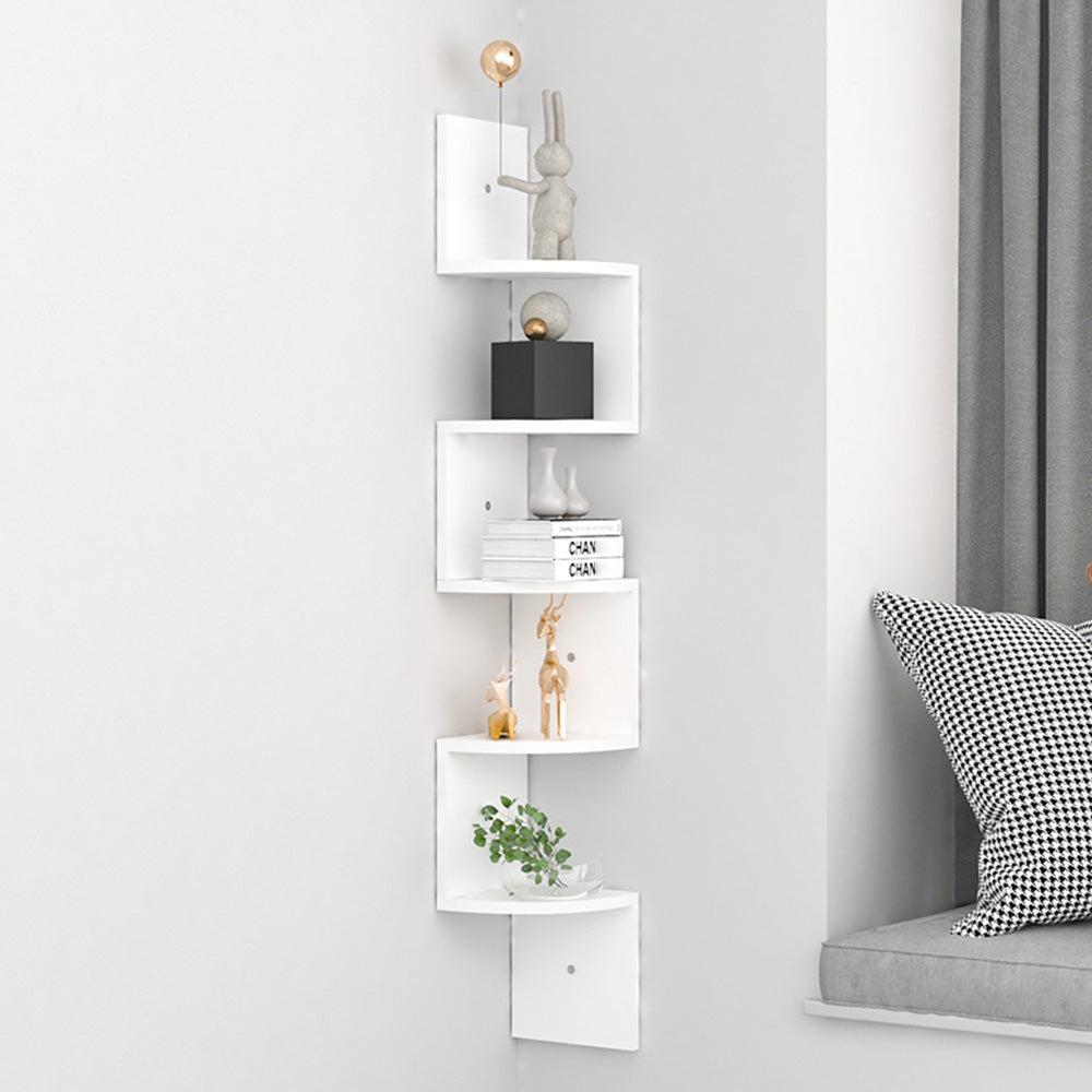 5 Tier Large Zigzag Corner Wall Mounted DVD CD Storage Display Shelf