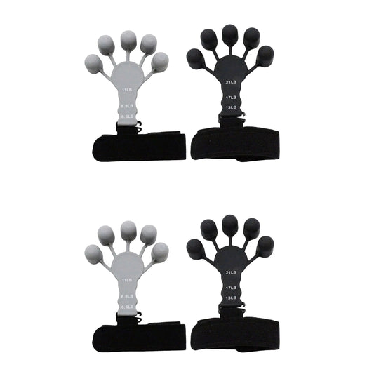 4Pcs Adjustable Finger Exerciser Hand Grip Strengthener-Black, Grey