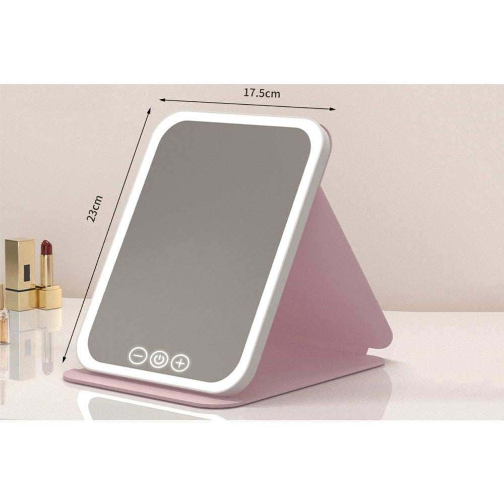 Fold LED Dimmable Makeup Mirror with 3 Colors Adjustable Light