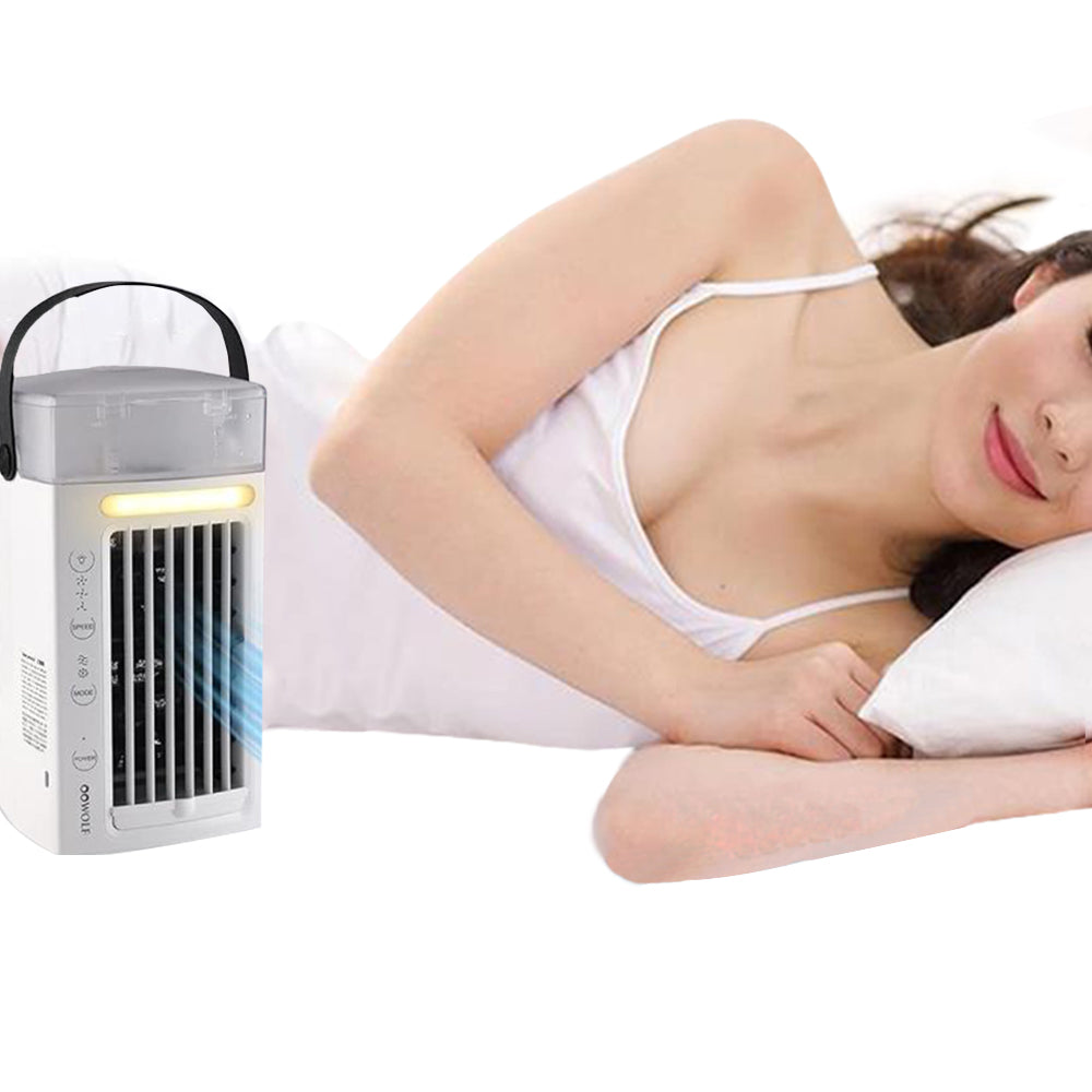 Portable Mini Dual Fan Air Cooler with LED Light and USB Power
