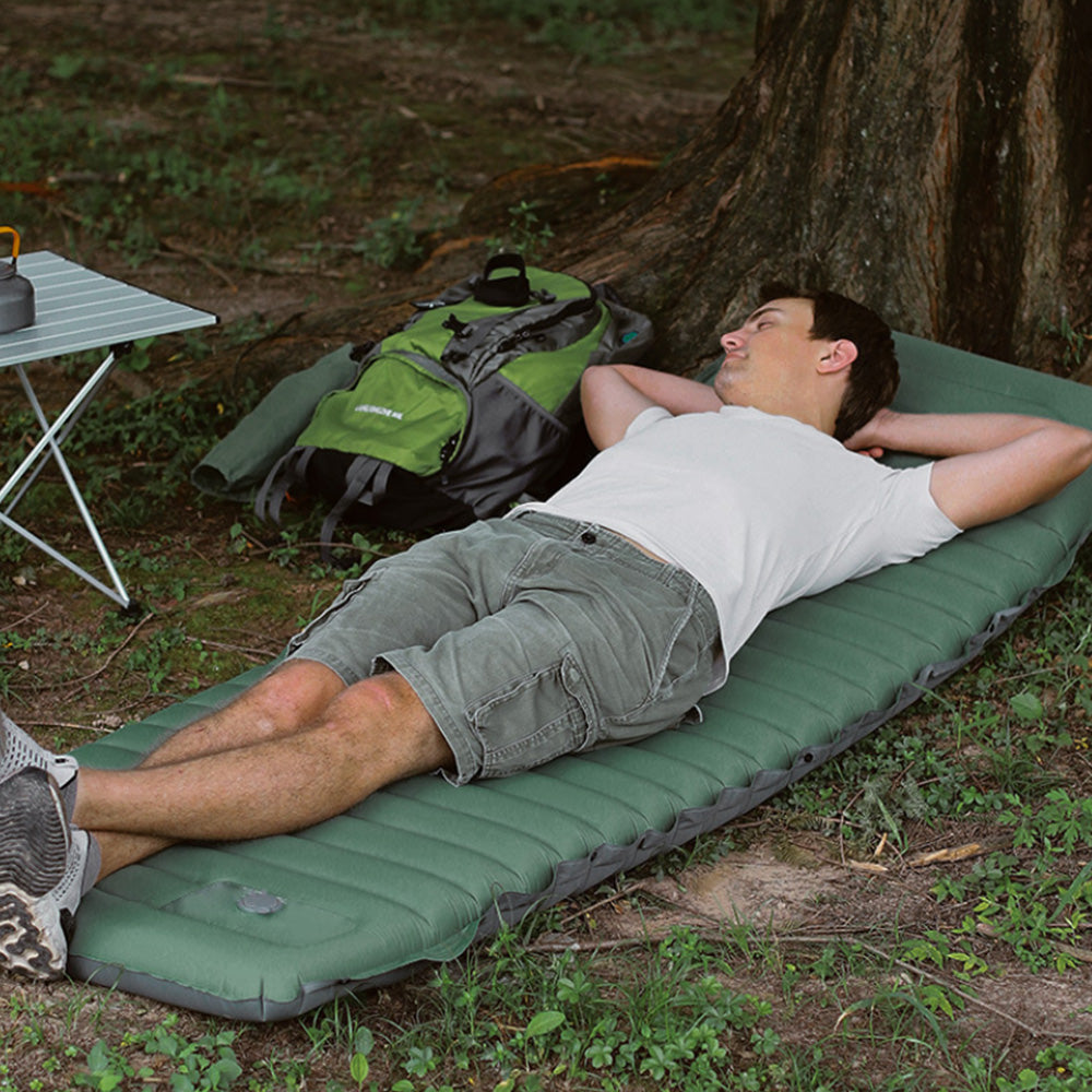 Inflatable Camping Sleeping Pad Ultralight Camping Mat with Pillow and Built-in Foot Pump