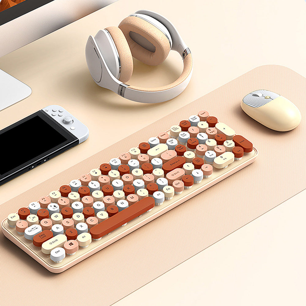 2.4GHz Wireless Keyboard And Mouse Combo With Round Key Caps