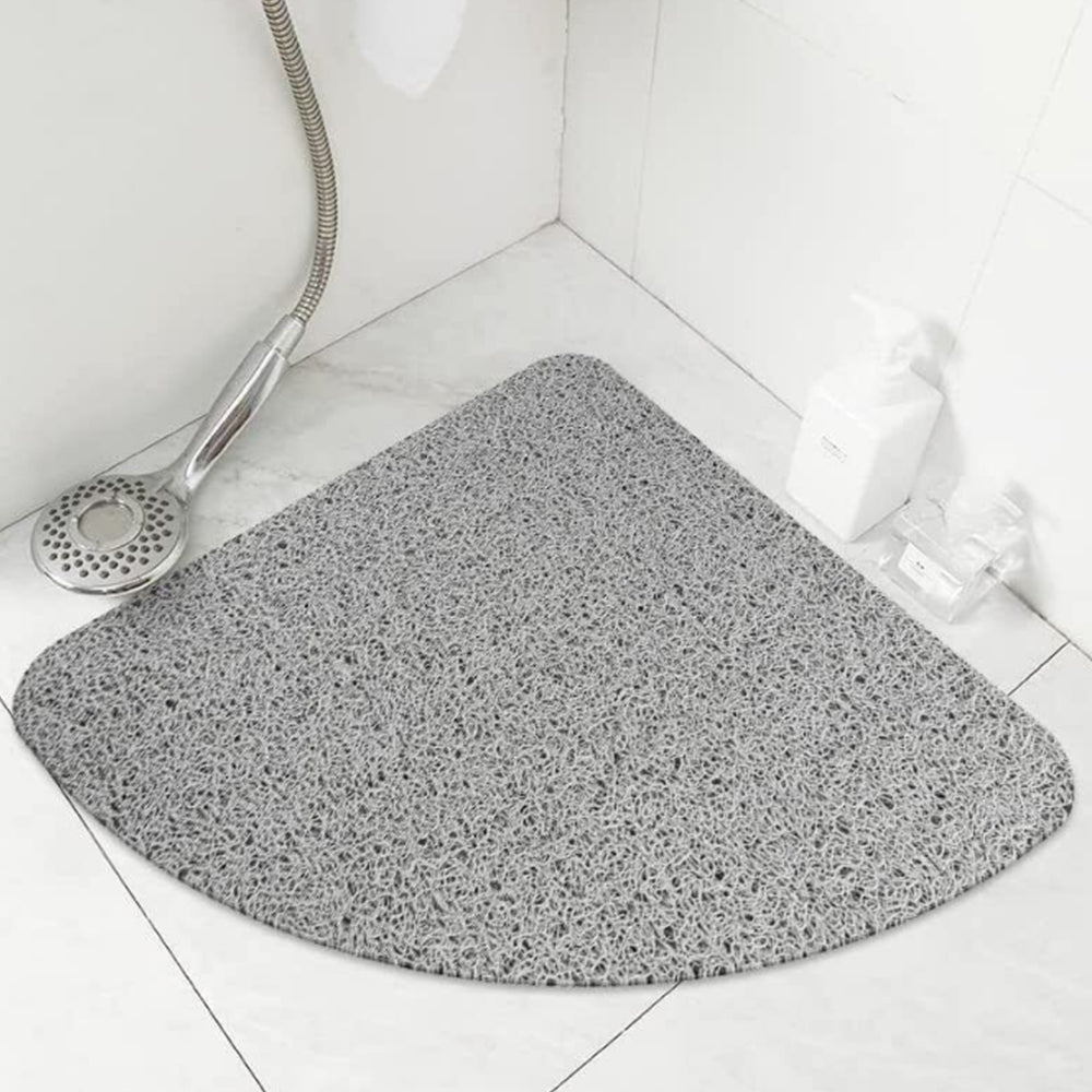 2Pcs Sector PVC Anti Slip Loofah Absorbent Quick Drying Shower Mat