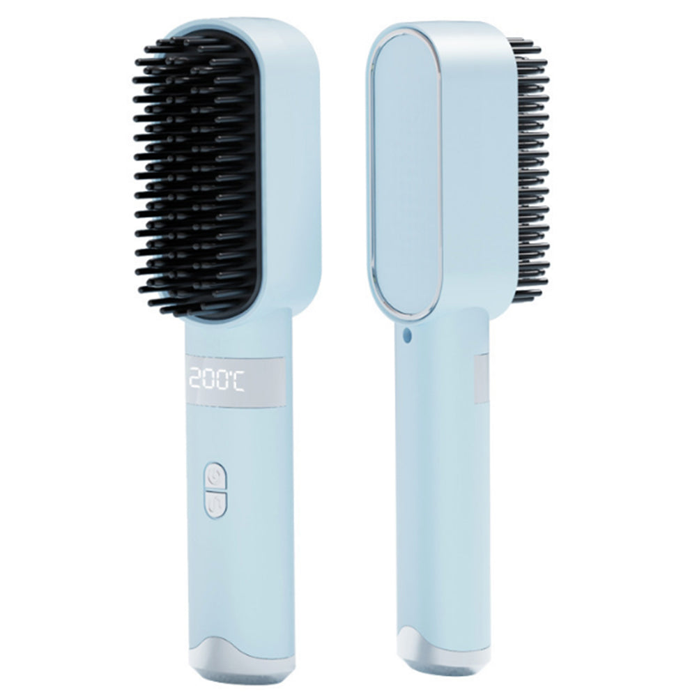 2Pcs USB Rechargeable Cordless Negative Ion Hair Straightener Comb