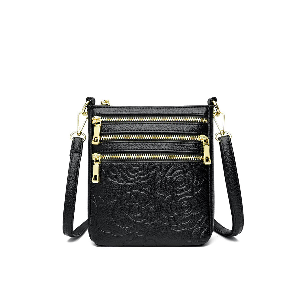 Genuine Leather Crossbody Shoulder Bag Multi-Compartment Water-resistant Handbag