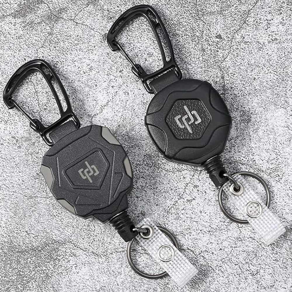 2Pcs Retractable Keychain ID Holder Heavy Duty Carabiner Badge Holder