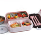 Bento Box Stackable 3-Compartment Lunch Containers With Dinnerware And Seal Cover