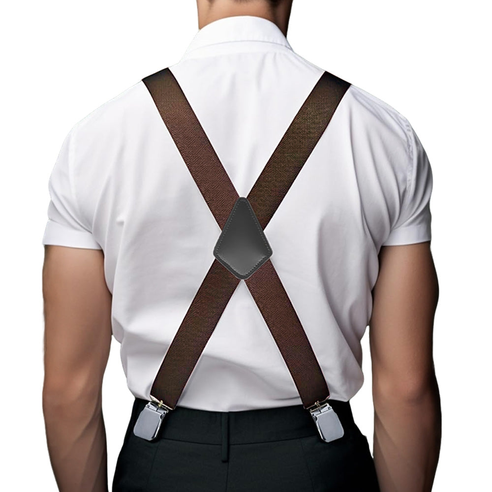 Mens X Back Elastic Suspenders with 4 Metal Clips Adjustable to 120cm