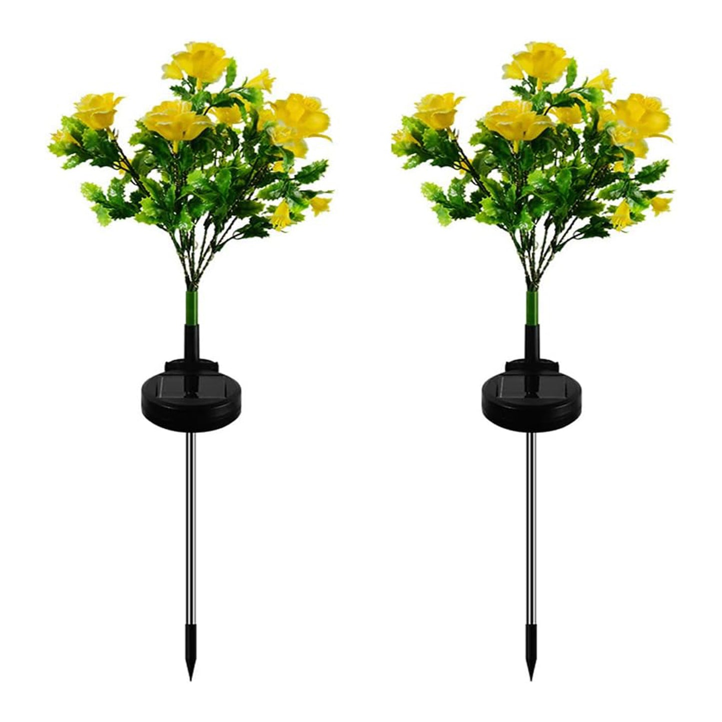 2 Pcs Carnations Solar Lights Waterproof Decorative Yard Lamp with Stake