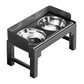 Dog Bowl Stand 5 Height Adjustable Raised Feeder with 2 Stainless Steel Bowls-Black