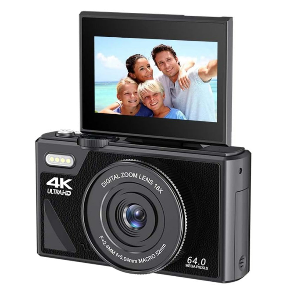 Digital Camera with 180 Degree Flip Screen WiFi Vlogging Camera with 64G TDF Card