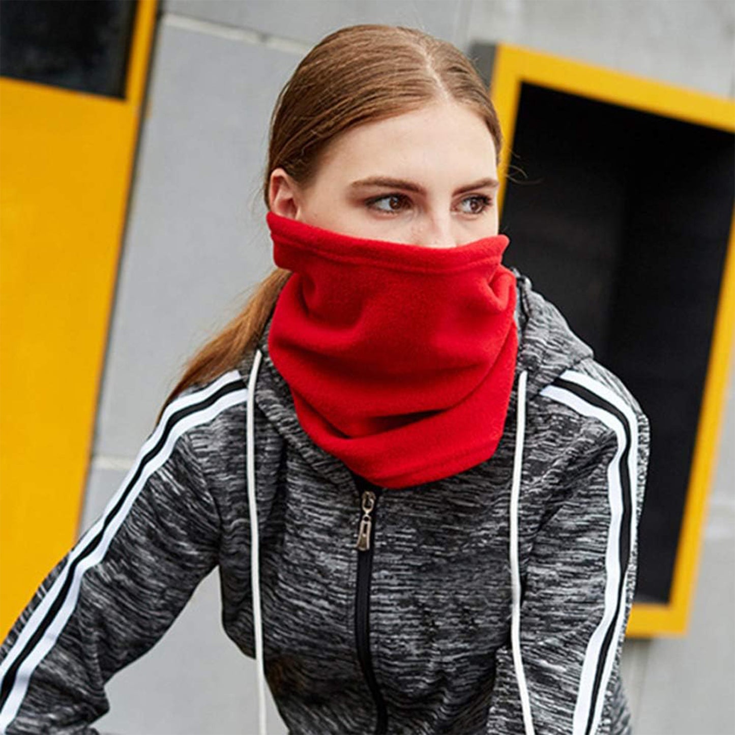 2Pcs Unisex Polar Fleece Neck Warmer 3 In 1 Multifunctional Scarf