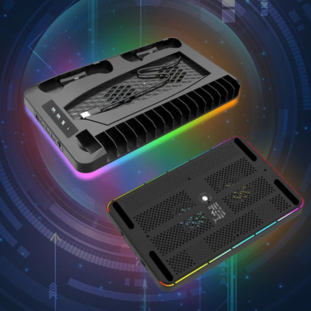 Gaming For PS5 Slim Pro Docking and Cooling Station Charger Headset Holder With RGB Light