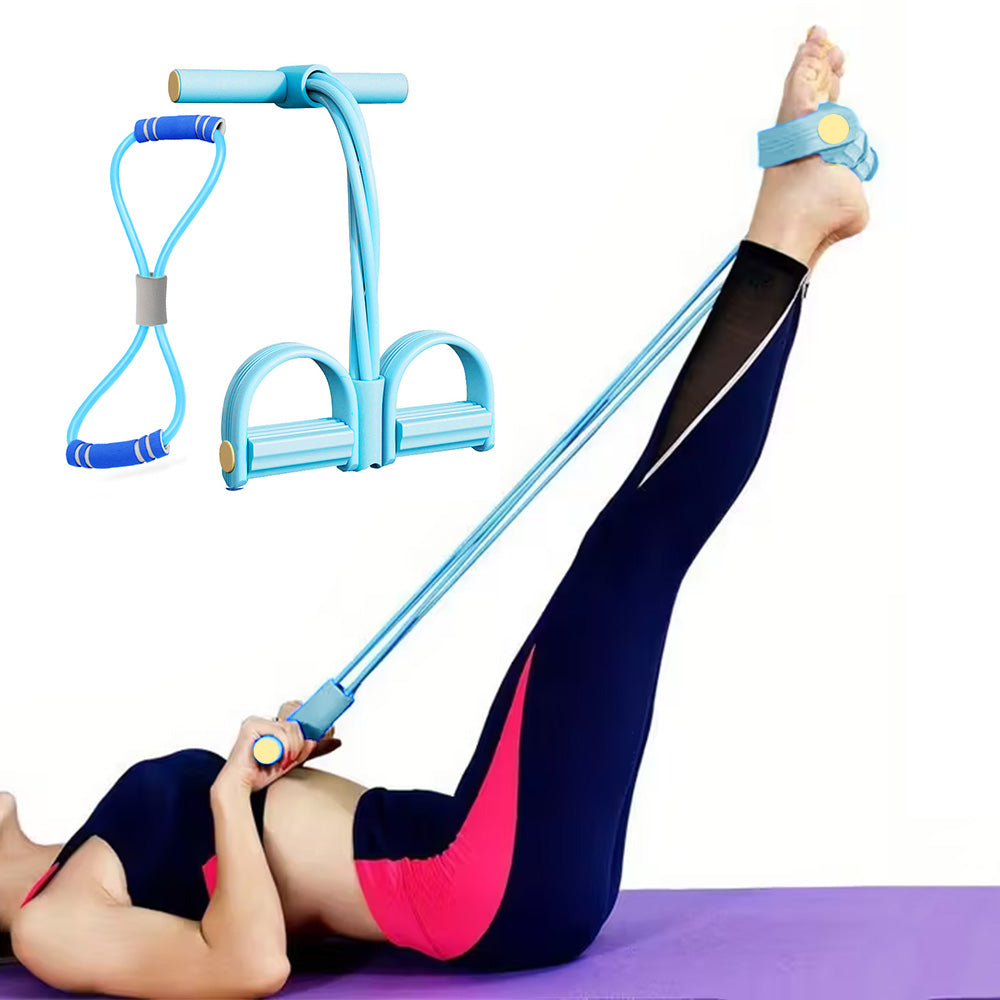 6 Tube Pedal Ankle Puller Fitness Exercise Rope with 8-Shape Resistance Band