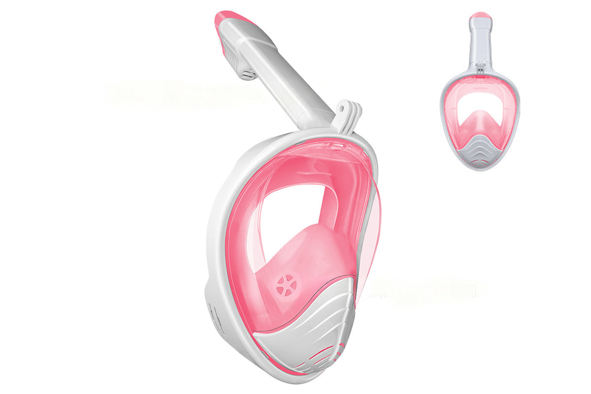 Full Face Snorkel Mask – 180 Degree Panoramic View Anti-Fog & Leak Proof-Pink
