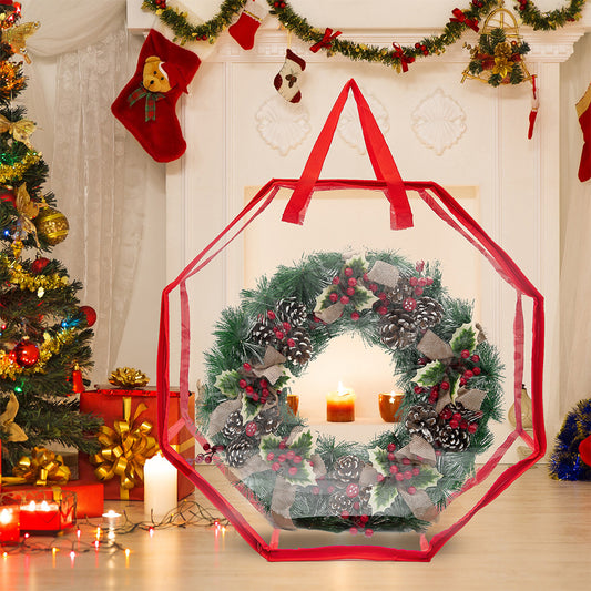 76CM Christmas Door Wreath Decoration Storage Bag Clear Xmas Bag For Garland