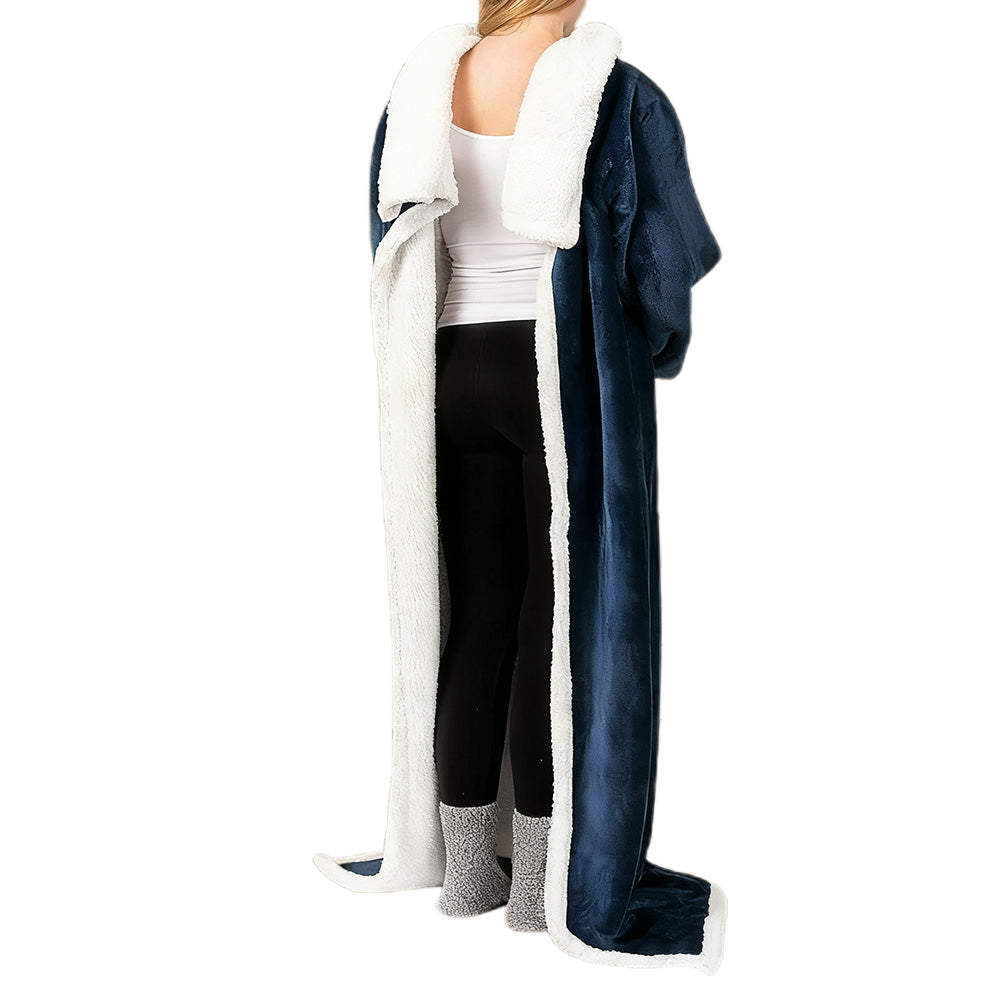 Sherpa Long Sleeve Throw Blanket Open Back Blanket Warm Sleeved Throw Blanket