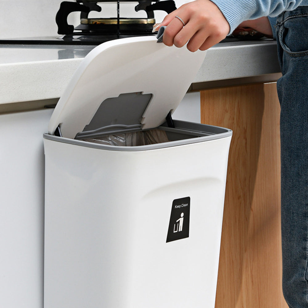 9L Kitchen Wall-Mounted Trash Can with Sliding Lid Seamless Sticker