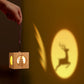 Christmas Party Atmosphere Projector Night Lamp Wood Cube Night Light-Elk