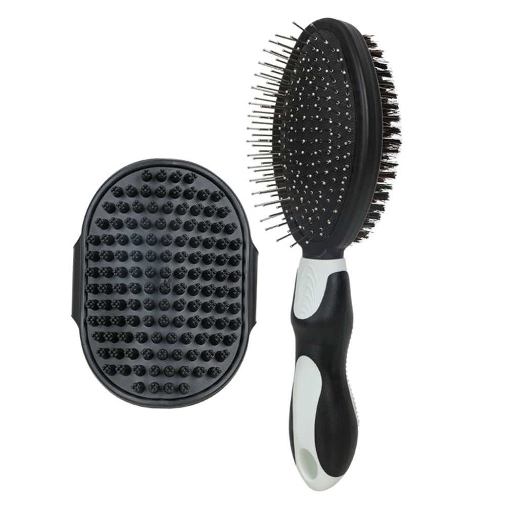 2 Pack Pet Grooming Brush Set Deshedding Double Sided Comb Massage Brush for Cats Dogs Horses