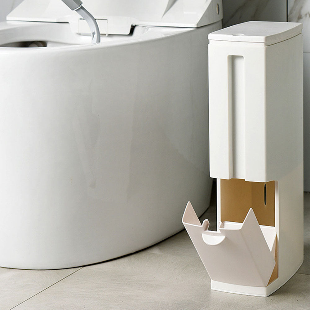 Slim Bathroom Trash Can Toilet Brush Set Waste Bin Toilet Brush Holder