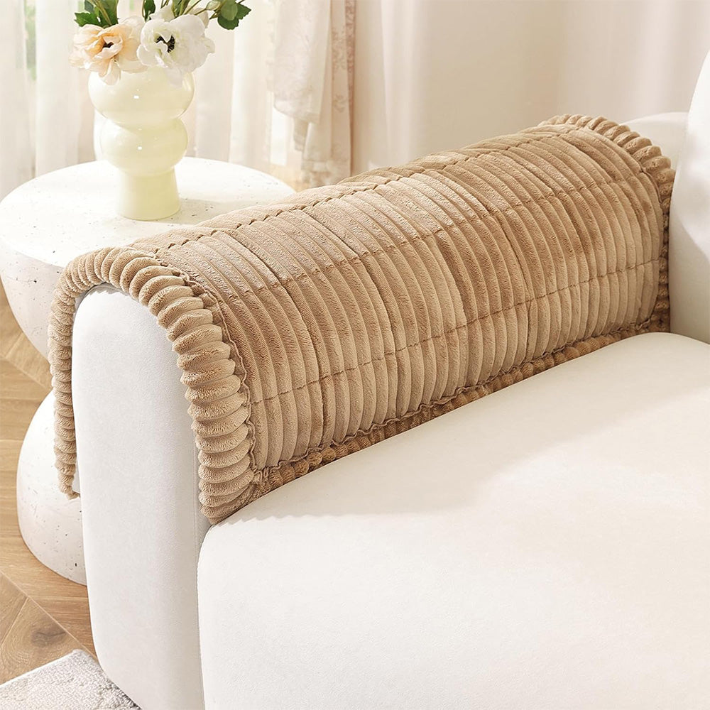 Sofa Armrest Cover Winter Thick Flannel Armchair Pad