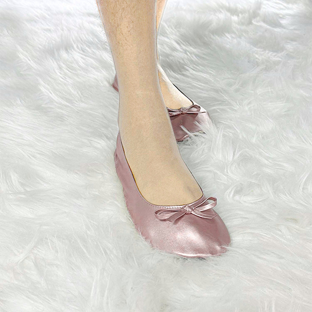 Women Foldable Indoor Ballet Flat Roll Slipper Shoes Dance Shoes Party Ball Prom