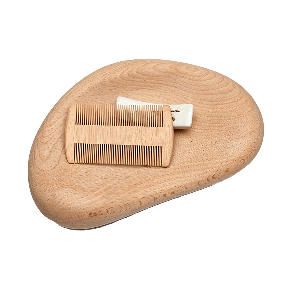 2PCS Double Sided Wooden Beard Comb for Beard Hair Portable Men Mustache Comb for Home Travel